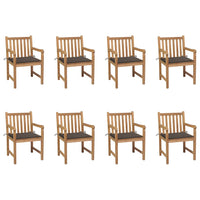 Thumbnail for Gartenstühle 8 Stk. mit Taupe Kissen Massivholz Teak