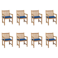 Thumbnail for Gartenstühle 8 Stk. mit Königsblauen Kissen Teak Massivholz