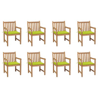 Thumbnail for Gartenstühle 8 Stk. mit Hellgrünen Kissen Massivholz Teak