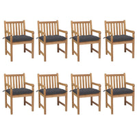 Thumbnail for Gartenstühle 8 Stk. mit Anthrazit Kissen Massivholz Teak