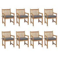 Thumbnail for Gartenstühle 8 Stk. mit Grauen Kissen Massivholz Teak
