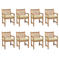 Thumbnail for Gartenstühle 8 Stk. mit Cremeweißen Kissen Massivholz Teak