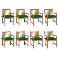 Thumbnail for Gartenstühle 8 Stk. mit Grünen Kissen Massivholz Teak