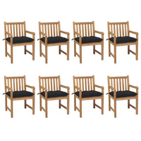 Thumbnail for Gartenstühle 8 Stk. mit Schwarzen Kissen Massivholz Teak