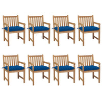 Thumbnail for Gartenstühle 8 Stk. mit Blauen Kissen Massivholz Teak