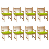 Thumbnail for Gartenstühle 8 Stk. mit Hellgrünen Kissen Massivholz Teak