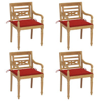 Thumbnail for Batavia-Stühle mit Kissen 4 Stk. Massivholz Teak