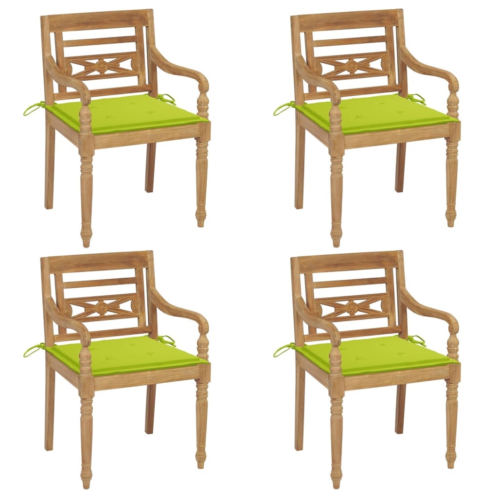 Batavia-Stühle mit Kissen 4 Stk. Massivholz Teak