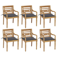 Thumbnail for Batavia-Stühle mit Kissen 6 Stk. Massivholz Teak