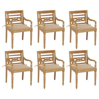 Thumbnail for Batavia-Stühle mit Kissen 6 Stk. Massivholz Teak