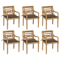 Thumbnail for Batavia-Stühle mit Kissen 6 Stk. Massivholz Teak