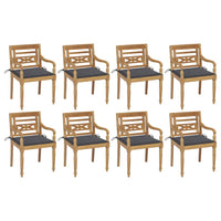 Thumbnail for Batavia-Stühle mit Kissen 8 Stk. Massivholz Teak