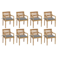 Thumbnail for Batavia-Stühle mit Kissen 8 Stk. Massivholz Teak