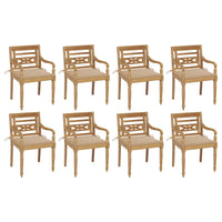 Thumbnail for Batavia-Stühle mit Kissen 8 Stk. Massivholz Teak