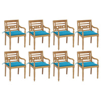 Thumbnail for Batavia-Stühle mit Kissen 8 Stk. Massivholz Teak
