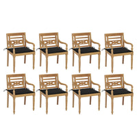 Thumbnail for Batavia-Stühle mit Kissen 8 Stk. Massivholz Teak