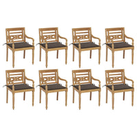 Thumbnail for Batavia-Stühle mit Kissen 8 Stk. Massivholz Teak