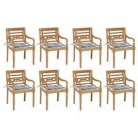 Thumbnail for Batavia-Stühle mit Kissen 8 Stk. Massivholz Teak