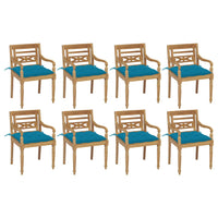 Thumbnail for Batavia-Stühle mit Kissen 8 Stk. Massivholz Teak