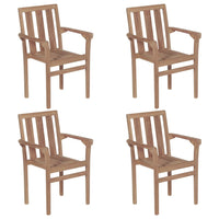 Thumbnail for Stapelbare Gartenstühle mit Kissen 4 Stk. Massivholz Teak