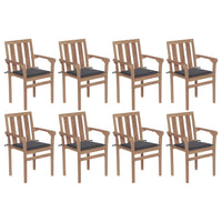 Thumbnail for Stapelbare Gartenstühle mit Kissen 8 Stk. Massivholz Teak