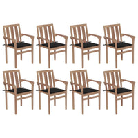Thumbnail for Stapelbare Gartenstühle mit Kissen 8 Stk. Massivholz Teak