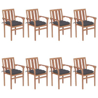 Thumbnail for Stapelbare Gartenstühle mit Kissen 8 Stk. Massivholz Teak