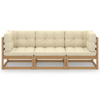 Thumbnail for 3-Sitzer-Gartensofa mit Kissen Kiefer Massivholz