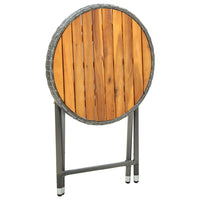 Thumbnail for Beistelltisch Grau 60 cm Poly Rattan und Akazie Massivholz