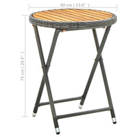 Thumbnail for Beistelltisch Grau 60 cm Poly Rattan und Akazie Massivholz