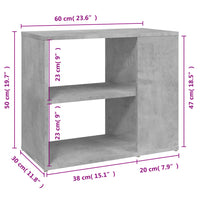 Thumbnail for Beistelltisch Betongrau 60x30x50 cm Holzwerkstoff