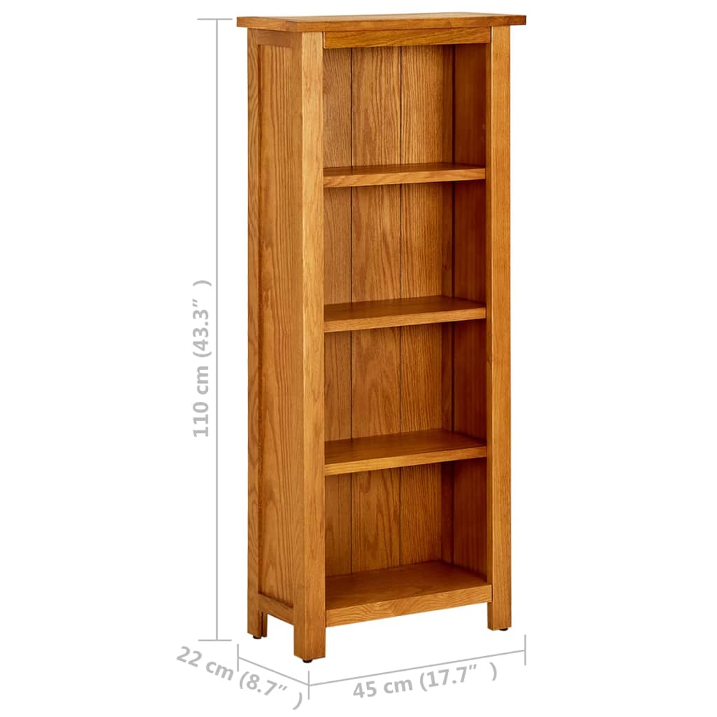 Bücherregal 4 Fächer 45x22x110 cm Massivholz Eiche