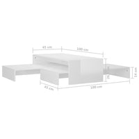 Thumbnail for Satztisch-Set Hochglanz-Weiß 100x100x26,5 cm