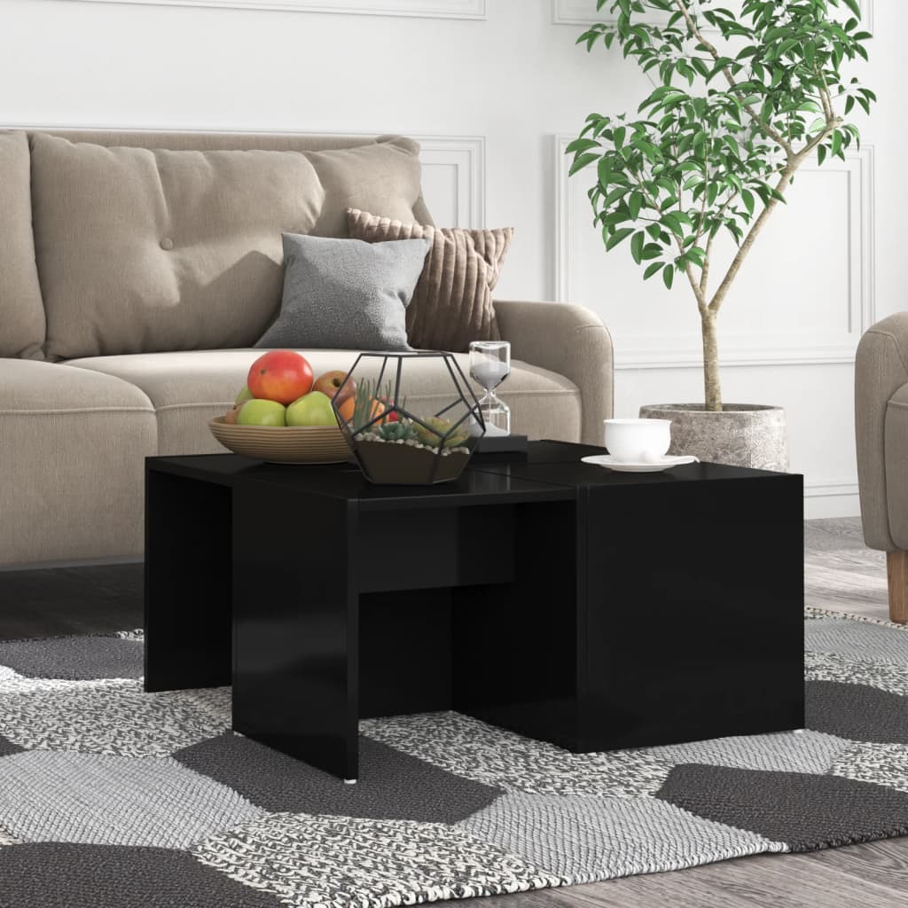 Couchtische 4 Stk. Hochglanz-Schwarz 33x33x33 cm Holzwerkstoff