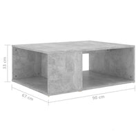 Thumbnail for Couchtisch Betongrau 90x67x33 cm Holzwerkstoff