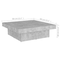 Thumbnail for Couchtisch Betongrau 90x90x28 cm Holzwerkstoff