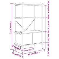 Thumbnail for Regal mit 4 Böden und Schrank 80x40x130 cm Stahl Holzwerkstoff