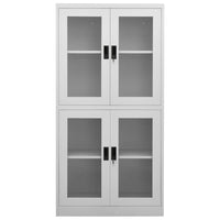 Thumbnail for Büroschrank Hellgrau 90x40x180 cm Stahl und Gehärtetes Glas