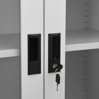Thumbnail for Büroschrank Hellgrau 90x40x180 cm Stahl und Gehärtetes Glas