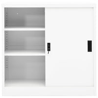 Thumbnail for Büroschrank mit Schiebetür Weiß 90x40x90 cm Stahl