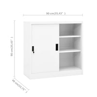 Thumbnail for Büroschrank mit Schiebetür Weiß 90x40x90 cm Stahl