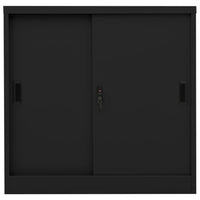 Thumbnail for Büroschrank mit Schiebetür Schwarz 90x40x90 cm Stahl
