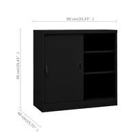 Thumbnail for Büroschrank mit Schiebetür Schwarz 90x40x90 cm Stahl