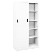 Thumbnail for Büroschrank mit Schiebetür Weiß 90x40x180 cm Stahl