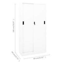 Thumbnail for Büroschrank mit Schiebetür Weiß 90x40x180 cm Stahl
