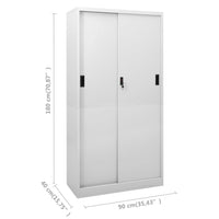 Thumbnail for Büroschrank mit Schiebetür Hellgrau 90x40x180 cm Stahl