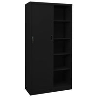 Thumbnail for Büroschrank mit Schiebetür Schwarz 90x40x180 cm Stahl