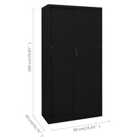 Thumbnail for Büroschrank mit Schiebetür Schwarz 90x40x180 cm Stahl