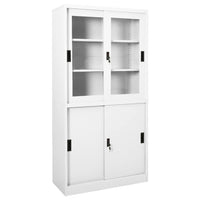 Thumbnail for Büroschrank mit Schiebetüren Weiß 90x40x180 cm Stahl