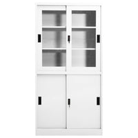 Thumbnail for Büroschrank mit Schiebetüren Weiß 90x40x180 cm Stahl